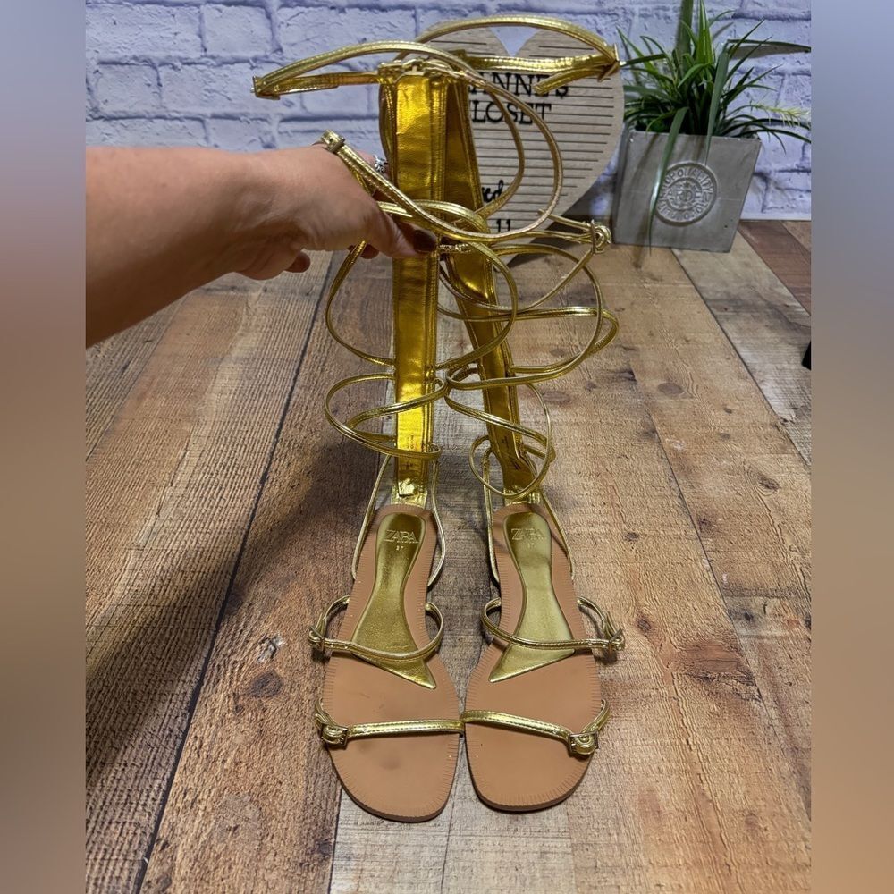 ZARA MULTI STRAP FLAT SANDALS with buckle detail bloggers favorite 37 6.5 - Picture 6 of 12